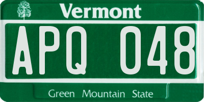 VT license plate APQ048