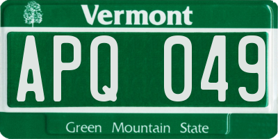 VT license plate APQ049