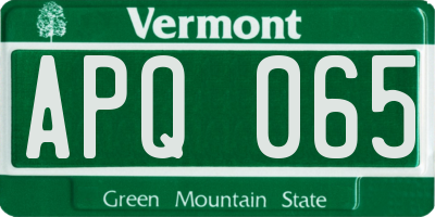 VT license plate APQ065