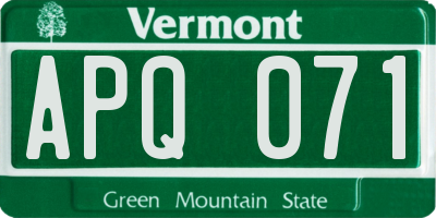 VT license plate APQ071