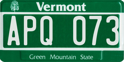 VT license plate APQ073