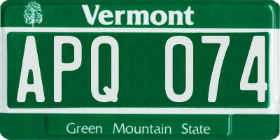 VT license plate APQ074