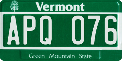 VT license plate APQ076