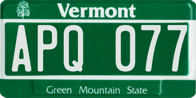VT license plate APQ077