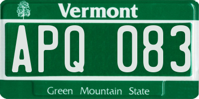 VT license plate APQ083