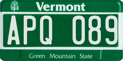 VT license plate APQ089