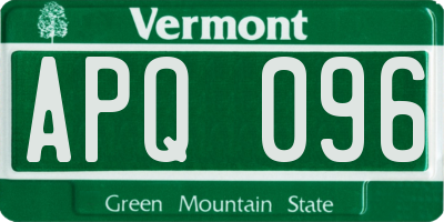 VT license plate APQ096
