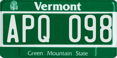 VT license plate APQ098