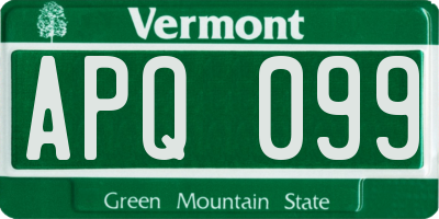 VT license plate APQ099