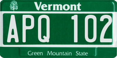 VT license plate APQ102