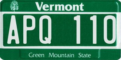 VT license plate APQ110
