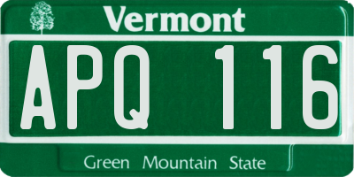 VT license plate APQ116
