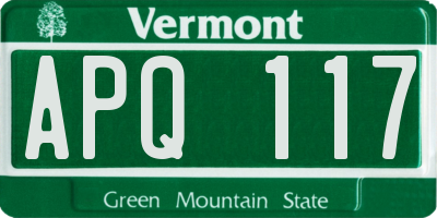 VT license plate APQ117