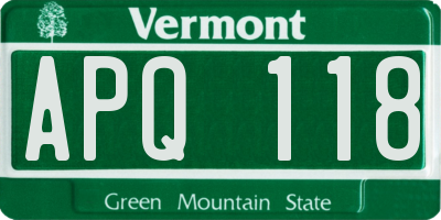 VT license plate APQ118