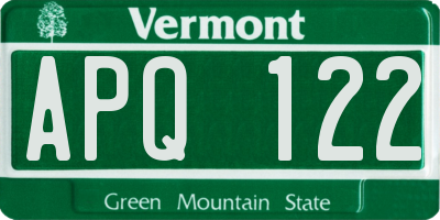 VT license plate APQ122