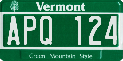 VT license plate APQ124