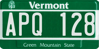 VT license plate APQ128