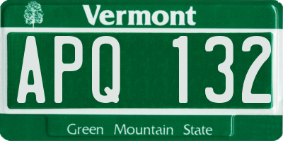 VT license plate APQ132