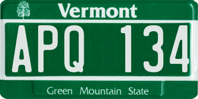 VT license plate APQ134