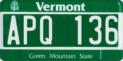 VT license plate APQ136
