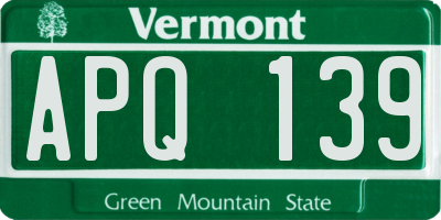 VT license plate APQ139