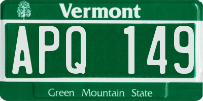 VT license plate APQ149