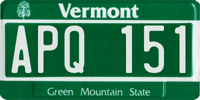 VT license plate APQ151