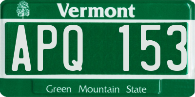 VT license plate APQ153