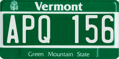 VT license plate APQ156