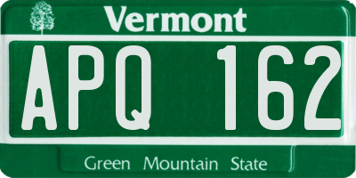 VT license plate APQ162