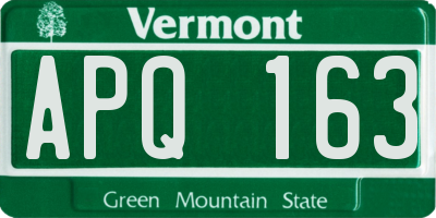 VT license plate APQ163