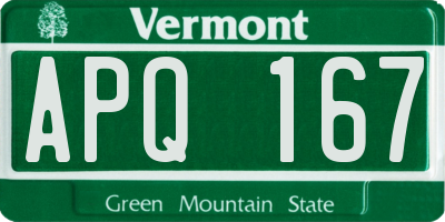 VT license plate APQ167
