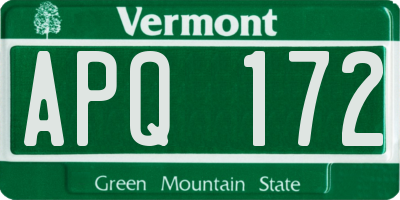 VT license plate APQ172