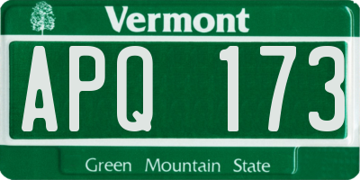 VT license plate APQ173