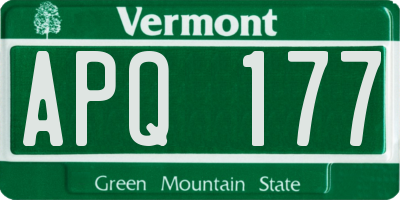 VT license plate APQ177