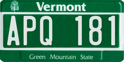VT license plate APQ181