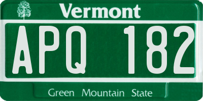VT license plate APQ182