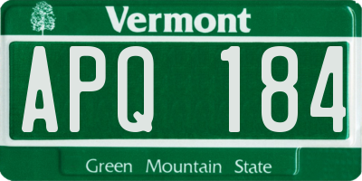 VT license plate APQ184