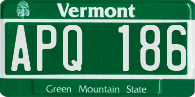 VT license plate APQ186