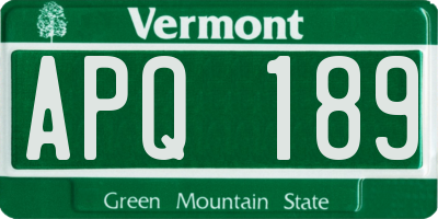 VT license plate APQ189
