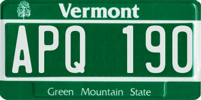VT license plate APQ190
