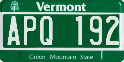 VT license plate APQ192