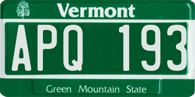 VT license plate APQ193