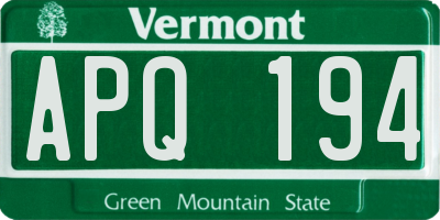 VT license plate APQ194