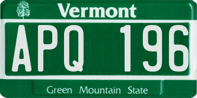 VT license plate APQ196