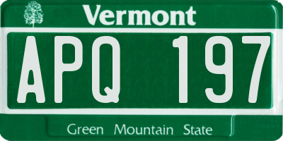 VT license plate APQ197