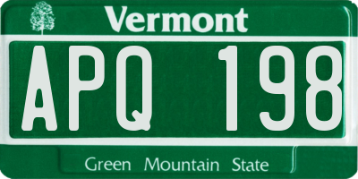 VT license plate APQ198