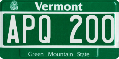 VT license plate APQ200