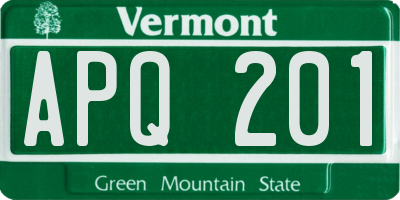 VT license plate APQ201