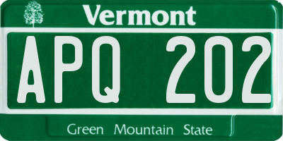 VT license plate APQ202